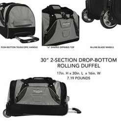 TPRC 30" Durable Rip-Stop Nylon Rolling Luggage Duffel Bag, 30 Inch, Gray -suitcase shop 51 2BGFjAHiGL