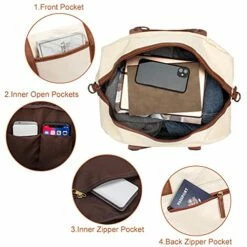 Weekender Bag For Women Canvas Overnight Bag Large Travel Bags For Women Carry On Shoulder Duffle Bag With Shoe Compartment,Perfect For Travel/Daily Use/Birthday Gift (Beige) -suitcase shop 51 5NeW1WfS