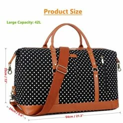 BAOSHA HB-14 Canvas Travel Tote Duffel Bag Carry On Weekender Overnight Bag Oversized For Women And Ladies (Black Dot) -suitcase shop 51 5rH v DS