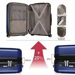 FOCHIER 3 Piece Hardshell Luggage Set, Expandable Hardside Lightweight Fashion PC+ABS Suitcase With Spinner Wheels & TSA Lock (20/24/28), Blue -suitcase shop 51 REl Yg S