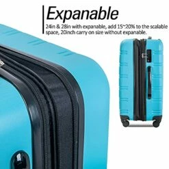 Expandable 3 Piece Luggage Sets Hardside Durable Suitcase With Spinner Wheels TSA Lock, 3 Pcs Carry On Case Travel Home Outdoor School Lightweight Trolley Case ( 20" 24" 28" Blue) -suitcase shop 51a6NmjzMwS