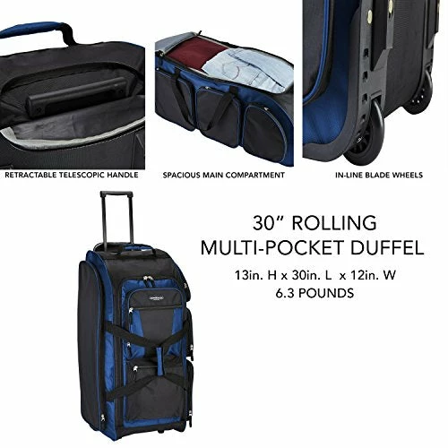 Travelers Club Luggage Travelers Club Adventure 30 Inch Rolling Multi-Pocket Upright Luggage, Neon Blue Color Option Duffel Bag One Size 4 Travelers Club Luggage Travelers Club Adventure 30 Inch Rolling Multi-Pocket Upright Luggage, Neon Blue Color Option Duffel Bag One Size - Image 2