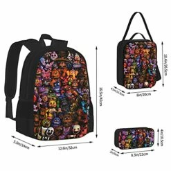 Five Nights At Freddy'S Backpack 3pcs Set Youth Boys Shoulder Bag Girls Bookbag With Lunch Bog Pencil Case Teens -suitcase shop 51az5cn9UQS