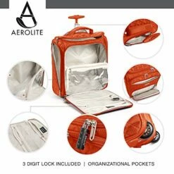 16.5" Underseat Women Luggage Carry On Suitcase - Small Rolling Tote Bag With Wheels (Orange) -suitcase shop 51ciIJ8ufYL