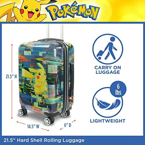 Ful Pokemon Pikachu 21 Inch Rolling Luggage, Hardshell Carry On Suitcase With Wheels, Multicolor (FBML0001-998) 9 Ful Pokemon Pikachu 21 Inch Rolling Luggage, Hardshell Carry On Suitcase With Wheels, Multicolor (FBML0001-998) - Image 7