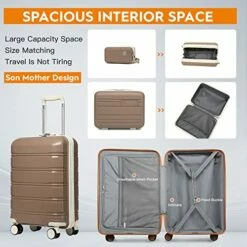 Joyway 20" Carry-On Suitcases & 14" Cosmetic Bag & 7" Small Bag, Lightweight Polypropylene Carrying Case With TSA Lock, Rigid Luggage With Swivel Wheels (Chocolate Color, 20in Carry-On) -suitcase shop 51dPxoO1bjL