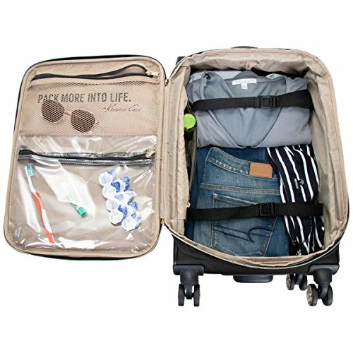 Kenneth Cole Reaction Women's Chelsea Luggage Chevron Softside 8-Wheel Spinner Expandable Suitcase Collection, Black, 2pc Bundle (Carry On+Backpack) 11 Kenneth Cole Reaction Women's Chelsea Luggage Chevron Softside 8-Wheel Spinner Expandable Suitcase Collection, Black, 2pc Bundle (Carry On+Backpack) - Image 9