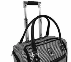 LONDON FOG Cambridge II 15-Inch 8 Wheel Under Seat Bag, Black White Houndstooth -suitcase shop 51fKYD DmzL