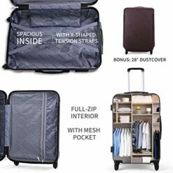 Sandinrayli 3 Pcs Luggage Set, Lightweight & Durable Travel Suitcase With Spinner Wheels, 20” 24” 28” Hardside Spinner Set -suitcase shop 51fNjvKdRSL