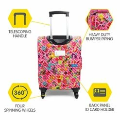 Bixbee Kids Luggage, Kids Luggage With Wheels For Girls & Boys With Telescoping Pullout Handle, Strap And Pockets- Lightweight Kids Suitcase & Carry On Bag For Airport, Travel, Overnight In Pink -suitcase shop 51fZbKhiXkS