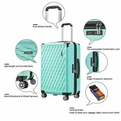 JOYWAY JOYWAY 3 Pcs Luggage Set Hardside Lightweight Spinner Suitcase With TSA Lock (green) -suitcase shop 51hBOnftdxS