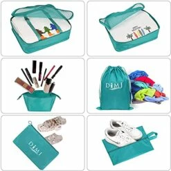 DIMJ Packing Cubes For Travel, 9 Pcs Travel Cubes Set Foldable Suitcase Organizer Lightweight Luggage Storage Bag 5 Colors Options (Blue) -suitcase shop 51hPxCnjk3S