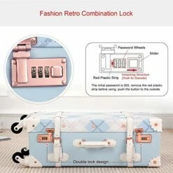 UNIWALKER Vintage Suitcase Set 20 Inch Carry On Spinner Luggage With 12 Inch Handbag For Women -suitcase shop 51hW3HGm9CL