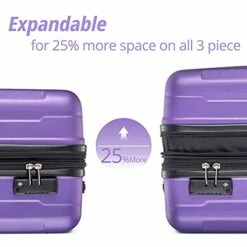 Merax Luggage Set Expandable 3 Piece Sets With TSA Lock, Lightweight Hardside Luggage With Spinner Wheels (Purple) -suitcase shop 51i2Rbs434S