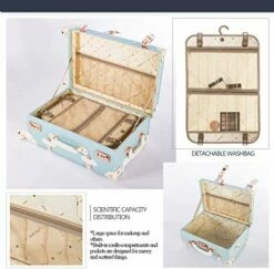 COTRUNKAGE 24 Inch Large Vintage Luggage Set 2 Pieces Rolling Suitcases For Women (13" & 24", Sky Blue) -suitcase shop 51ioVCZAhHL