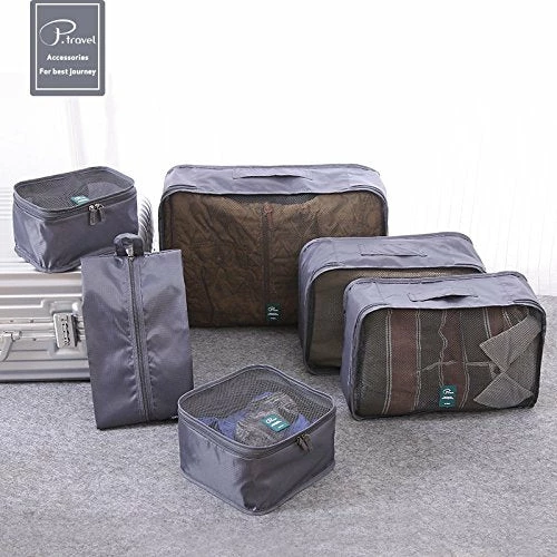 6 Set Packing Cubes Travel Luggage Organizer Waterproof Mesh Lightweight Suitcase Storage Bag Clothing Laundry Bag Shoe Bag (Grey) 9 6 Set Packing Cubes Travel Luggage Organizer Waterproof Mesh Lightweight Suitcase Storage Bag Clothing Laundry Bag Shoe Bag (Grey) - Image 7