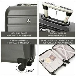 Aerolite 22x14x9” Hard Shell Suitcase Spinner Carry On + Under Seat Holdall 15 Aerolite 22x14x9” Hard Shell Suitcase Spinner Carry On + Under Seat Holdall -suitcase shop 51kQt5Zk 2BvL