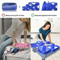 P.travel 6Pcs Packing Cubes For Travel Lightweight Luggage Organizer Bag Travel Cubes (Blue) -suitcase shop 51krpY HRPL