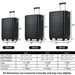Hardshell Luggage Sets 3 PCS Spinner Suitcase With Tsa Lock Lightweight Black 14 Hardshell Luggage Sets 3 PCS Spinner Suitcase With Tsa Lock Lightweight Black -suitcase shop 51lpFXW601S