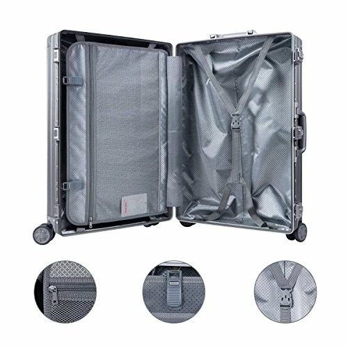 TRAVELKING All Aluminum Luggage Hard Shell Suitcase With Wheels Carry On Spinner Suitcase (Silver 20 Inch) 6 TRAVELKING All Aluminum Luggage Hard Shell Suitcase With Wheels Carry On Spinner Suitcase (Silver 20 Inch) - Image 4