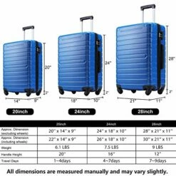 Hardshell Luggage Sets 3 PCS Spinner Suitcase With Tsa Lock Lightweight Blue 14 Hardshell Luggage Sets 3 PCS Spinner Suitcase With Tsa Lock Lightweight Blue -suitcase shop 51m1KqFD91L