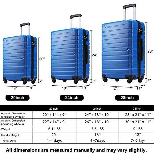 Hardshell Luggage Sets 3 PCS Spinner Suitcase With Tsa Lock Lightweight Blue 8 Hardshell Luggage Sets 3 PCS Spinner Suitcase With Tsa Lock Lightweight Blue - Image 6
