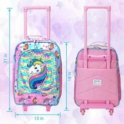 Kids Suitcase, Rolling Luggage With Wheels For Girls - Unicorn -suitcase shop 51mJvFxsIdS