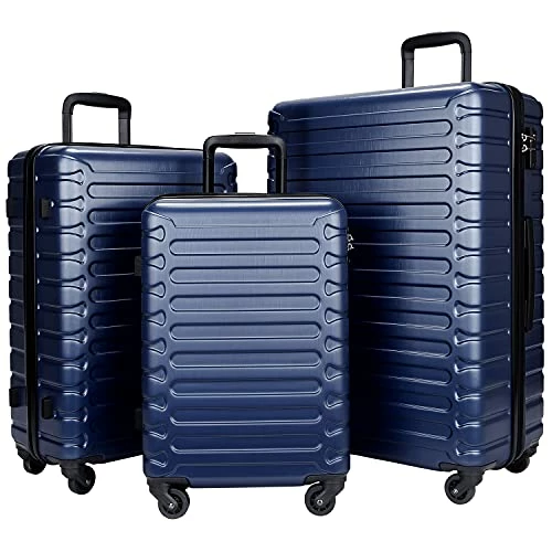 SHOWKOO 3 Piece Luggage Sets Expandable ABS Hardshell Hardside Lightweight Durable Spinner Wheels Suitcase With TSA Lock (Deep Blue) 3 SHOWKOO 3 Piece Luggage Sets Expandable ABS Hardshell Hardside Lightweight Durable Spinner Wheels Suitcase With TSA Lock (Deep Blue)