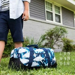 Wildkin Kids Overnighter Duffel Bags For Boys & Girls, Measures 18 X 9 X 9 Inches Duffel Bag For Kids, Carry-On Size & Ideal For School Practice Or Overnight Travel, BPA-free (Sharks) -suitcase shop 51oRpOdTBxL
