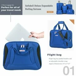 Flieks 5 Piece Luggage Set Deluxe Expandable Rolling Suitcase (blue&black) -suitcase shop 51osZcccvLL