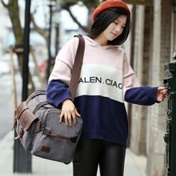 WOWBOX Duffle Bag Weekender Duffel Bag For Men And Women Genuine Leather Canvas Travel Overnight Carry On Bag With Shoes Compartment Grey -suitcase shop 51p0MEx2 UL