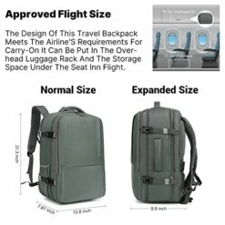 Molnia Travel Backpack For Men, 47L Carry On Backpack, 17.3inch Laptop Backpack Flight Approved, With 3 Packing Cubes & 1 Shoe Bag, Expandable Business Suitcase, Weekender Duffel Bag, Grey-green -suitcase shop 51pEPT6tgPL