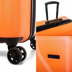 Bugatti Swiss Mobility - LGA Collection - 3 Piece Luggage Set, Lightweight And Resistant Hardside Equipped With Double 360 Degree Spinner Wheels - Made Of ABS Material - Orange -suitcase shop 51pO1OIiWIL
