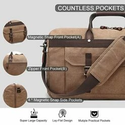 Duffle Bag For Men Waterproof Genuine Leather Canvas Travel Duffel Bags For Women Overnight Weekender Bag For Traveling, Brown 11 Duffle Bag For Men Waterproof Genuine Leather Canvas Travel Duffel Bags For Women Overnight Weekender Bag For Traveling, Brown -suitcase shop 51prsMC5bVS