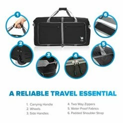 Wheeled Duffle Bag Luggage - 100L Large Rolling Duffel Bag 30 Inch Folding Duffle Bag For Travel - Packable Duffle Bag With Rollers (Black) -suitcase shop 51r OGZVYTL