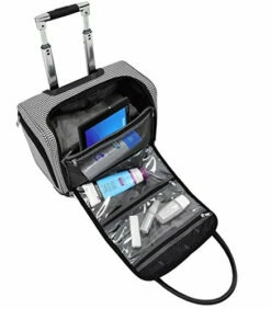 LONDON FOG Cambridge II 15-Inch 8 Wheel Under Seat Bag, Black White Houndstooth -suitcase shop 51r7rxi0CkL