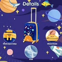 Goplus Kids Luggage Set, 12" & 18" Kids Carry On Luggage Set, Multi-directional Wheels Suitcase, Large Capacity Rolling Trolley Suitcase, Gift For Boys And Girls Toddlers Children Travel (Universe) -suitcase shop 51r9RwNAjoL