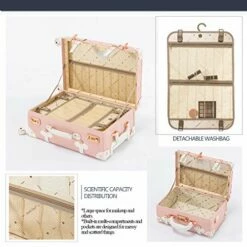 COTRUNKAGE 26 Inch Large Vintage Luggage Set 2 Pieces Rolling Suitcases For Women (13" & 26", Embossed Pink) -suitcase shop 51sjiB7J4GL