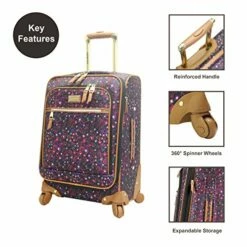 Steve Madden Designer Luggage Collection - Lightweight Softside Expandable Suitcase For Men & Women - Durable 20 Inch Carry On Bag With 4-Rolling Spinner Wheels (Dark Purple) -suitcase shop 51slW1f5xWL
