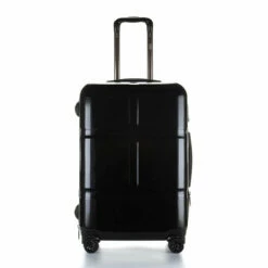 Suitcase, Lightweight, Large 28-Inch Hard-Shell Aluminum Alloy Suitcase, 4 Spinner Wheels, Abs Luggage Travel Trolley, Black, 24 Inch