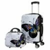 World Traveler Black And White Butterfly 2-Piece Carry-on Spinner Luggage Set