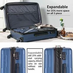 Expanable Spinner Wheel 3 Piece Luggage Set Abs Lightweight Suitcase With Tsa Lock -suitcase shop 51tRxqcvAKL