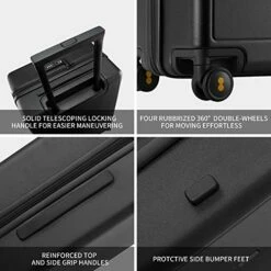 LEVEL8 Elegance Matte Carry-On Luggage, 20” Hardside Suitcase, Lightweight PC Matte Hardcase Spinner Trolley For Luggage, TSA Approved Cabin Luggage With 8 Spinner Wheels- Black, 20-Inch Carry-On -suitcase shop 51toSmVj32L