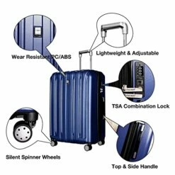 FOCHIER 3 Piece Hardshell Luggage Set, Expandable Hardside Lightweight Fashion PC+ABS Suitcase With Spinner Wheels & TSA Lock (20/24/28), Blue -suitcase shop 51u7mhbXxpS