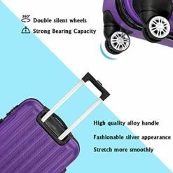 SSLine 3-in-1 Multifunctional Suitcase Luggage Set Large Capacity Traveling Storage ABS Expandable Spinner Hardside Suitcase Lightweight 4 Wheel Portable Travel Bag 20" / 24" / 28" Purple -suitcase shop 51uyDJuJfCL