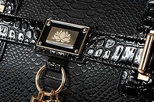 JKM And Company THE BARRINGTON Black Python & Alligator Compatible With Computer IPad, Laptop Tablet Rolling Tote Bag Briefcase Carryall Bag 7 JKM And Company THE BARRINGTON Black Python & Alligator Compatible With Computer IPad, Laptop Tablet Rolling Tote Bag Briefcase Carryall Bag - Image 5