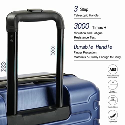 SHOWKOO 3 Piece Luggage Sets Expandable ABS Hardshell Hardside Lightweight Durable Spinner Wheels Suitcase With TSA Lock (Deep Blue) 6 SHOWKOO 3 Piece Luggage Sets Expandable ABS Hardshell Hardside Lightweight Durable Spinner Wheels Suitcase With TSA Lock (Deep Blue) - Image 4