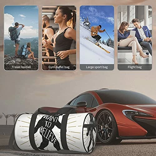 Fredeulva I Want To Believe Duffel Bag Canvas Shoulder Round Gym Sports Travel Weekender Bags For Man Women 4 Fredeulva I Want To Believe Duffel Bag Canvas Shoulder Round Gym Sports Travel Weekender Bags For Man Women - Image 2