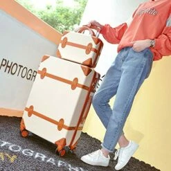 Classical Retro Rolling Luggage With Cosmetic Bag For Women Travel Carry On Trolley Suitcase,Pink2,20 -suitcase shop 51vld5oMamL