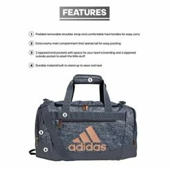Adidas Defender 4 Small Duffel Bag, Jersey Onix Grey/Rose Gold/Onix Grey -suitcase shop 51vpZ0wXN3L